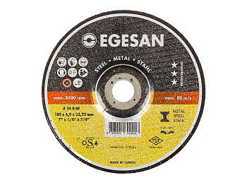 EGESAN Отрезной круг STEEL 180x6x22мм, А24 R BF,угл.сталь, металл (шлифовальный) 10шт/уп EGESAN Отрезной круг STEEL 180x6x22мм, А24 R BF,угл.сталь, металл (шлифовальный) 10шт/уп